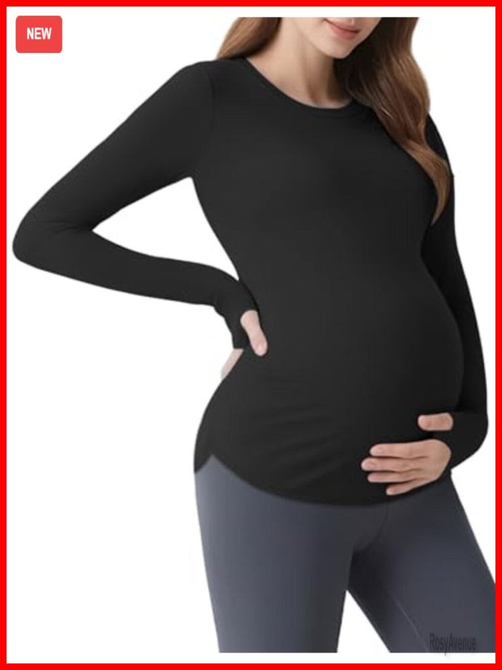 Mama Land Maternity Long Sleeve T-Shirt Polyamide Spandex Thumbholes Yoga